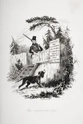 賢明な犬、チャールズディケンズの「The Pickwick Papers」（1812-70）のイラスト、1837年発行